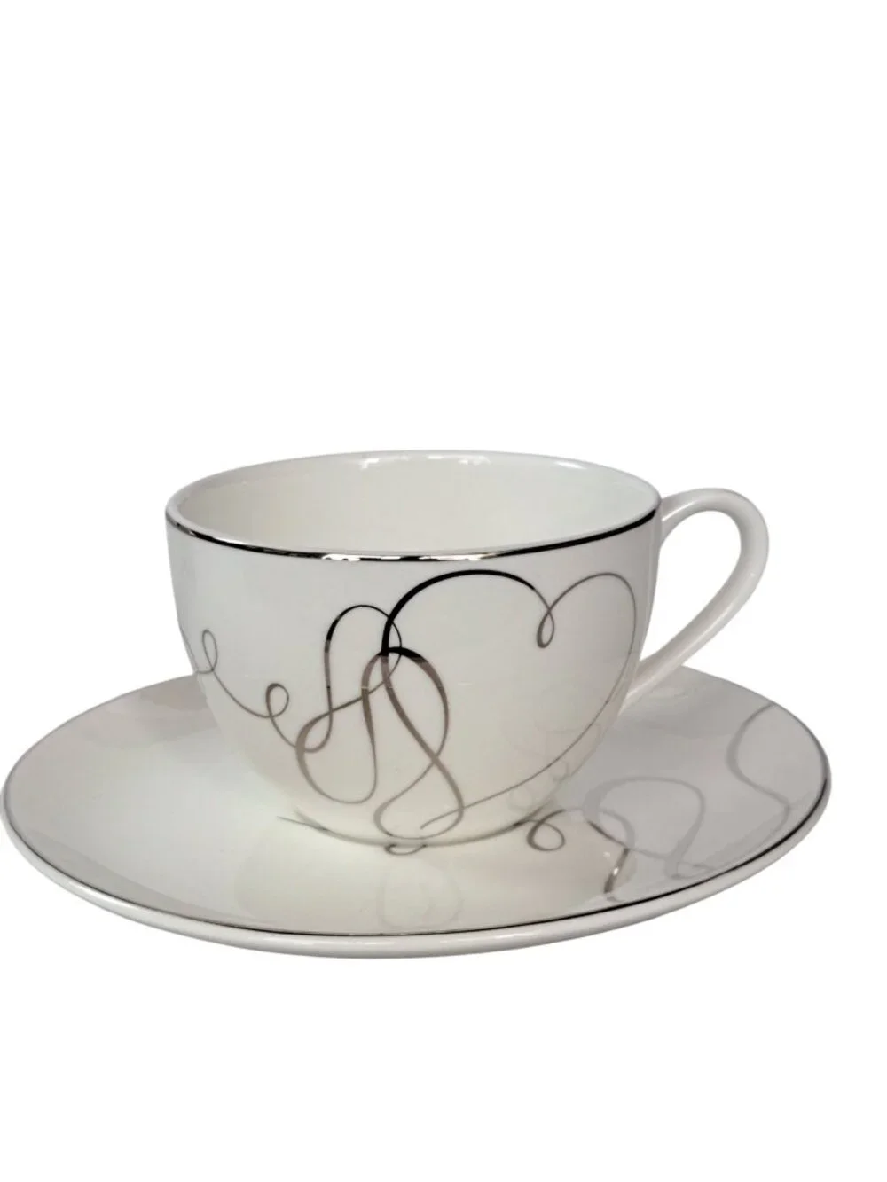 New Mikasa China Tea Cup and Saucer Love Story pattern